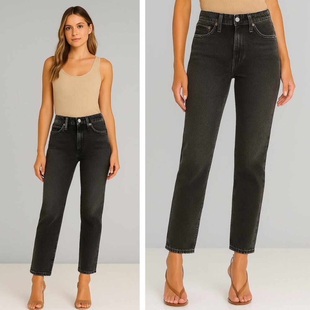 Re/Done Women Straight Leg Jeans in Faded Black